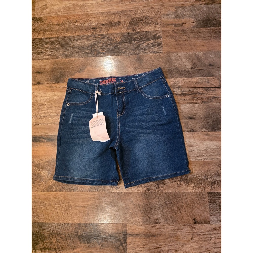 Cherokee Heritage Girls Dark Wash Denim The Cuffed Short Size 14 NWT